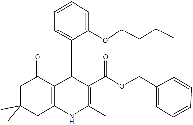 phenylmethyl 4-[2-(butyloxy)phenyl]-2,7,7-trimethyl-5-oxo-1,4,5,6,7,8-hexahydroquinoline-3-carboxylate 구조식 이미지