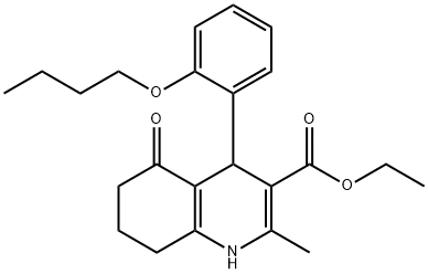 ethyl 4-[2-(butyloxy)phenyl]-2-methyl-5-oxo-1,4,5,6,7,8-hexahydroquinoline-3-carboxylate 구조식 이미지