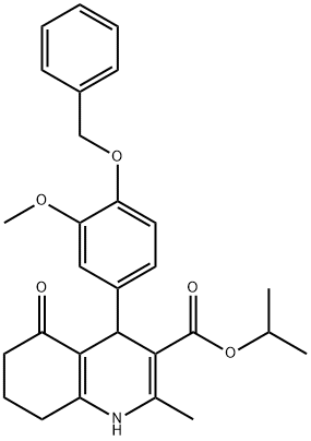 1-methylethyl 2-methyl-4-{3-(methyloxy)-4-[(phenylmethyl)oxy]phenyl}-5-oxo-1,4,5,6,7,8-hexahydroquinoline-3-carboxylate Structure