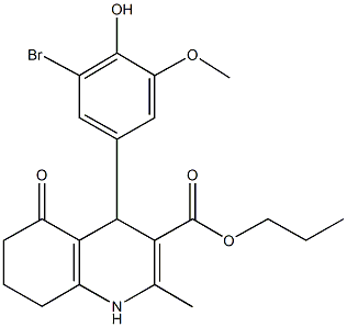 propyl 4-[3-bromo-4-hydroxy-5-(methyloxy)phenyl]-2-methyl-5-oxo-1,4,5,6,7,8-hexahydroquinoline-3-carboxylate Structure
