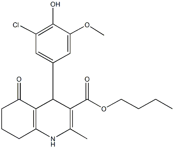 butyl 4-(3-chloro-4-hydroxy-5-methoxyphenyl)-2-methyl-5-oxo-1,4,5,6,7,8-hexahydro-3-quinolinecarboxylate Structure