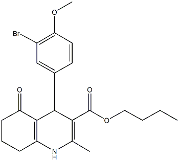 butyl 4-[3-bromo-4-(methyloxy)phenyl]-2-methyl-5-oxo-1,4,5,6,7,8-hexahydroquinoline-3-carboxylate Structure