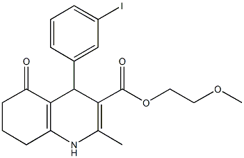 2-methoxyethyl 4-(3-iodophenyl)-2-methyl-5-oxo-1,4,5,6,7,8-hexahydroquinoline-3-carboxylate 구조식 이미지