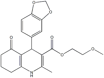 2-methoxyethyl 4-(1,3-benzodioxol-5-yl)-2-methyl-5-oxo-1,4,5,6,7,8-hexahydroquinoline-3-carboxylate Structure