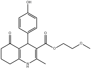 2-methoxyethyl 4-(4-hydroxyphenyl)-2-methyl-5-oxo-1,4,5,6,7,8-hexahydroquinoline-3-carboxylate 구조식 이미지