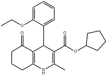 cyclopentyl 4-[2-(ethyloxy)phenyl]-2-methyl-5-oxo-1,4,5,6,7,8-hexahydroquinoline-3-carboxylate Structure