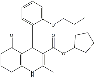 cyclopentyl 2-methyl-5-oxo-4-[2-(propyloxy)phenyl]-1,4,5,6,7,8-hexahydroquinoline-3-carboxylate Structure