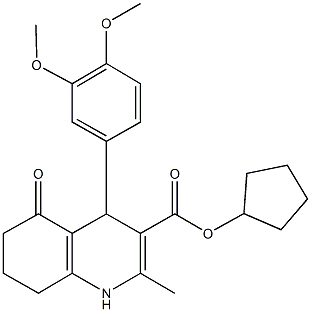 cyclopentyl 4-[3,4-bis(methyloxy)phenyl]-2-methyl-5-oxo-1,4,5,6,7,8-hexahydroquinoline-3-carboxylate 구조식 이미지