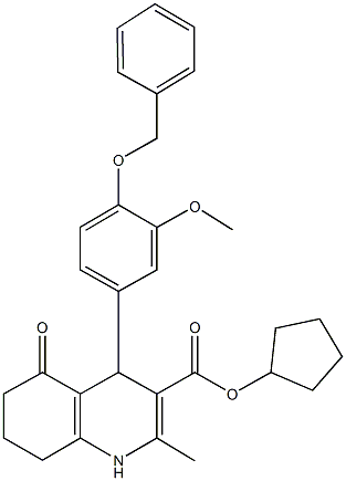 cyclopentyl 4-[4-(benzyloxy)-3-methoxyphenyl]-2-methyl-5-oxo-1,4,5,6,7,8-hexahydro-3-quinolinecarboxylate 구조식 이미지