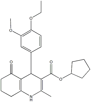 cyclopentyl 4-[4-(ethyloxy)-3-(methyloxy)phenyl]-2-methyl-5-oxo-1,4,5,6,7,8-hexahydroquinoline-3-carboxylate 구조식 이미지