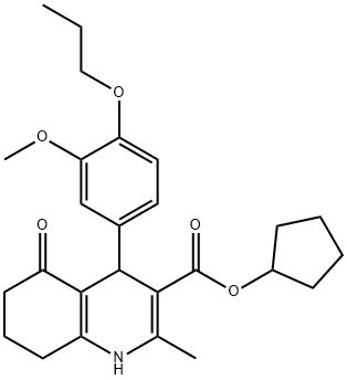 cyclopentyl 2-methyl-4-[3-(methyloxy)-4-(propyloxy)phenyl]-5-oxo-1,4,5,6,7,8-hexahydroquinoline-3-carboxylate 구조식 이미지