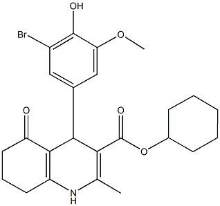 cyclohexyl 4-[3-bromo-4-hydroxy-5-(methyloxy)phenyl]-2-methyl-5-oxo-1,4,5,6,7,8-hexahydroquinoline-3-carboxylate 구조식 이미지