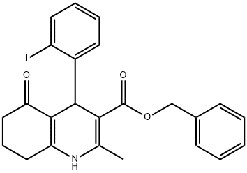 benzyl 4-(2-iodophenyl)-2-methyl-5-oxo-1,4,5,6,7,8-hexahydro-3-quinolinecarboxylate 구조식 이미지