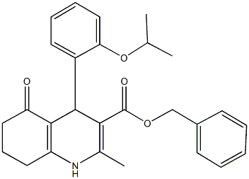 phenylmethyl 2-methyl-4-{2-[(1-methylethyl)oxy]phenyl}-5-oxo-1,4,5,6,7,8-hexahydroquinoline-3-carboxylate 구조식 이미지
