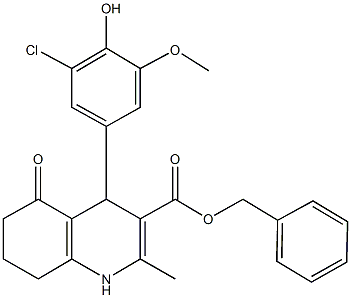 benzyl 4-(3-chloro-4-hydroxy-5-methoxyphenyl)-2-methyl-5-oxo-1,4,5,6,7,8-hexahydro-3-quinolinecarboxylate 구조식 이미지