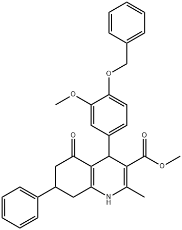 methyl 4-[4-(benzyloxy)-3-methoxyphenyl]-2-methyl-5-oxo-7-phenyl-1,4,5,6,7,8-hexahydro-3-quinolinecarboxylate Structure