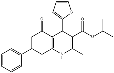 isopropyl 2-methyl-5-oxo-7-phenyl-4-(2-thienyl)-1,4,5,6,7,8-hexahydro-3-quinolinecarboxylate Structure