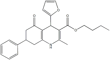 butyl 4-(2-furyl)-2-methyl-5-oxo-7-phenyl-1,4,5,6,7,8-hexahydro-3-quinolinecarboxylate Structure