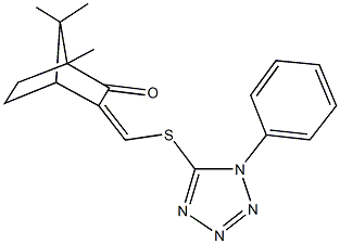 1,7,7-trimethyl-3-{[(1-phenyl-1H-tetraazol-5-yl)sulfanyl]methylene}bicyclo[2.2.1]heptan-2-one Structure