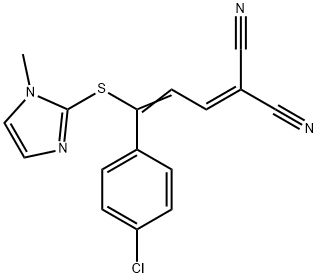 2-{3-(4-chlorophenyl)-3-[(1-methyl-1H-imidazol-2-yl)sulfanyl]-2-propenylidene}malononitrile 구조식 이미지