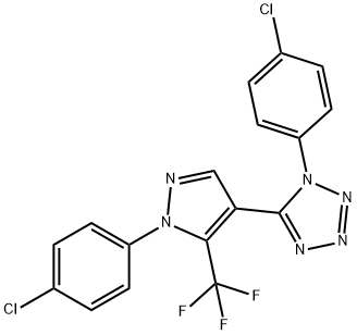 1-(4-chlorophenyl)-5-[1-(4-chlorophenyl)-5-(trifluoromethyl)-1H-pyrazol-4-yl]-1H-tetraazole Structure