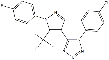 1-(4-chlorophenyl)-5-[1-(4-fluorophenyl)-5-(trifluoromethyl)-1H-pyrazol-4-yl]-1H-tetraazole Structure
