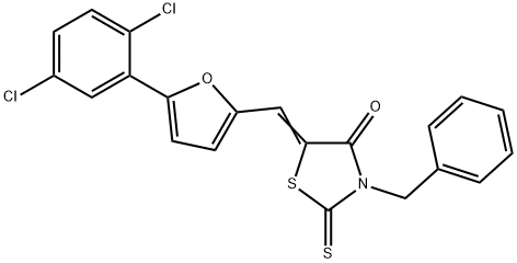 3-benzyl-5-{[5-(2,5-dichlorophenyl)-2-furyl]methylene}-2-thioxo-1,3-thiazolidin-4-one Structure