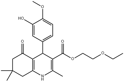 2-ethoxyethyl 4-(3-hydroxy-4-methoxyphenyl)-2,7,7-trimethyl-5-oxo-1,4,5,6,7,8-hexahydro-3-quinolinecarboxylate Structure