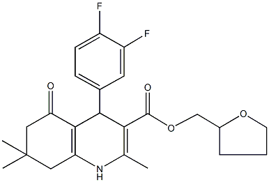 tetrahydro-2-furanylmethyl 4-(3,4-difluorophenyl)-2,7,7-trimethyl-5-oxo-1,4,5,6,7,8-hexahydro-3-quinolinecarboxylate Structure