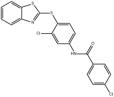 N-[4-(1,3-benzothiazol-2-ylsulfanyl)-3-chlorophenyl]-4-chlorobenzamide 구조식 이미지