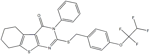 3-phenyl-2-{[4-(1,1,2,2-tetrafluoroethoxy)benzyl]sulfanyl}-5,6,7,8-tetrahydro[1]benzothieno[2,3-d]pyrimidin-4(3H)-one 구조식 이미지
