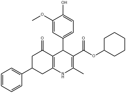 cyclohexyl 4-(4-hydroxy-3-methoxyphenyl)-2-methyl-5-oxo-7-phenyl-1,4,5,6,7,8-hexahydroquinoline-3-carboxylate Structure