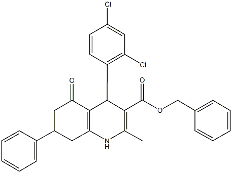 benzyl 4-(2,4-dichlorophenyl)-2-methyl-5-oxo-7-phenyl-1,4,5,6,7,8-hexahydroquinoline-3-carboxylate 구조식 이미지