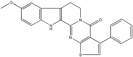 9-methoxy-3-phenyl-7,12-dihydrothieno[2'',3'':4',5']pyrimido[1',2':1,2]pyrido[3,4-b]indol-4(6H)-one Structure