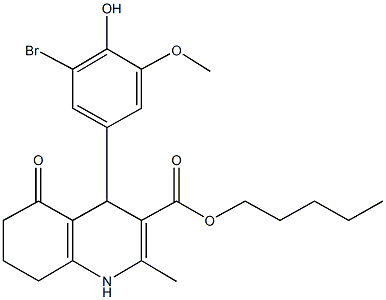 pentyl 4-(3-bromo-4-hydroxy-5-methoxyphenyl)-2-methyl-5-oxo-1,4,5,6,7,8-hexahydro-3-quinolinecarboxylate Structure