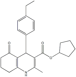 cyclopentyl 4-(4-ethylphenyl)-2-methyl-5-oxo-1,4,5,6,7,8-hexahydro-3-quinolinecarboxylate Structure