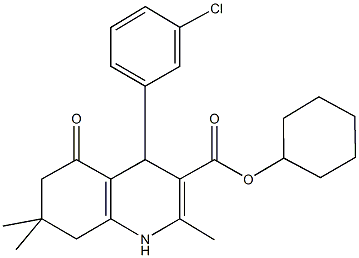 cyclohexyl 4-(3-chlorophenyl)-2,7,7-trimethyl-5-oxo-1,4,5,6,7,8-hexahydro-3-quinolinecarboxylate 구조식 이미지