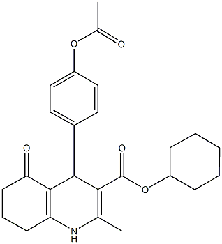 cyclohexyl 4-[4-(acetyloxy)phenyl]-2-methyl-5-oxo-1,4,5,6,7,8-hexahydro-3-quinolinecarboxylate Structure