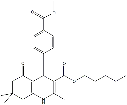 pentyl 4-[4-(methoxycarbonyl)phenyl]-2,7,7-trimethyl-5-oxo-1,4,5,6,7,8-hexahydro-3-quinolinecarboxylate Structure