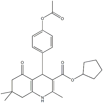 cyclopentyl 4-[4-(acetyloxy)phenyl]-2,7,7-trimethyl-5-oxo-1,4,5,6,7,8-hexahydroquinoline-3-carboxylate Structure