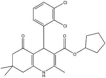 cyclopentyl 4-(2,3-dichlorophenyl)-2,7,7-trimethyl-5-oxo-1,4,5,6,7,8-hexahydroquinoline-3-carboxylate 구조식 이미지