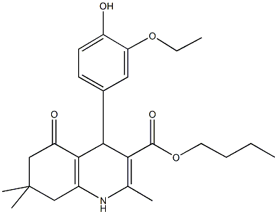 butyl 4-[3-(ethyloxy)-4-hydroxyphenyl]-2,7,7-trimethyl-5-oxo-1,4,5,6,7,8-hexahydroquinoline-3-carboxylate Structure