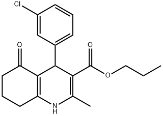 propyl 4-(3-chlorophenyl)-2-methyl-5-oxo-1,4,5,6,7,8-hexahydro-3-quinolinecarboxylate Structure