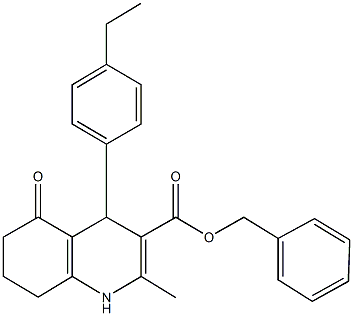 phenylmethyl 4-(4-ethylphenyl)-2-methyl-5-oxo-1,4,5,6,7,8-hexahydroquinoline-3-carboxylate 구조식 이미지