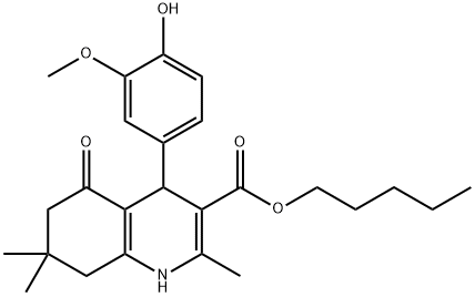 pentyl 4-[4-hydroxy-3-(methyloxy)phenyl]-2,7,7-trimethyl-5-oxo-1,4,5,6,7,8-hexahydroquinoline-3-carboxylate 구조식 이미지