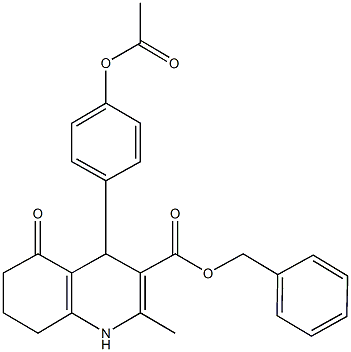 phenylmethyl 4-[4-(acetyloxy)phenyl]-2-methyl-5-oxo-1,4,5,6,7,8-hexahydroquinoline-3-carboxylate Structure
