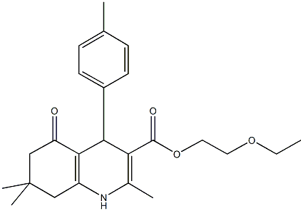 2-(ethyloxy)ethyl 2,7,7-trimethyl-4-(4-methylphenyl)-5-oxo-1,4,5,6,7,8-hexahydroquinoline-3-carboxylate Structure