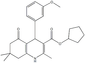 cyclopentyl 2,7,7-trimethyl-4-[3-(methyloxy)phenyl]-5-oxo-1,4,5,6,7,8-hexahydroquinoline-3-carboxylate Structure