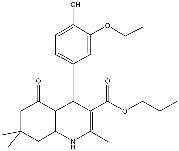 propyl 4-[3-(ethyloxy)-4-hydroxyphenyl]-2,7,7-trimethyl-5-oxo-1,4,5,6,7,8-hexahydroquinoline-3-carboxylate Structure