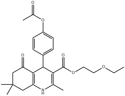 2-(ethyloxy)ethyl 4-[4-(acetyloxy)phenyl]-2,7,7-trimethyl-5-oxo-1,4,5,6,7,8-hexahydroquinoline-3-carboxylate Structure